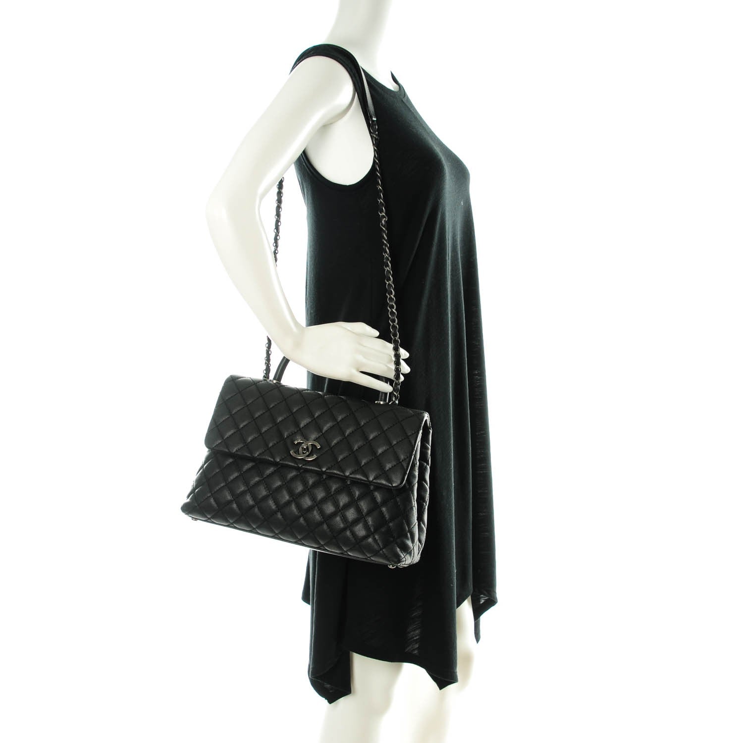 Chanel Caviar Quilted Medium Coco Handle Flap Black 2 of 7