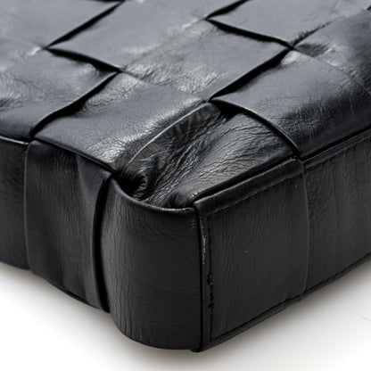 Bottega Veneta Paper Calfskin Maxi Intrecciato Cassette Messenger Black 9 of 10