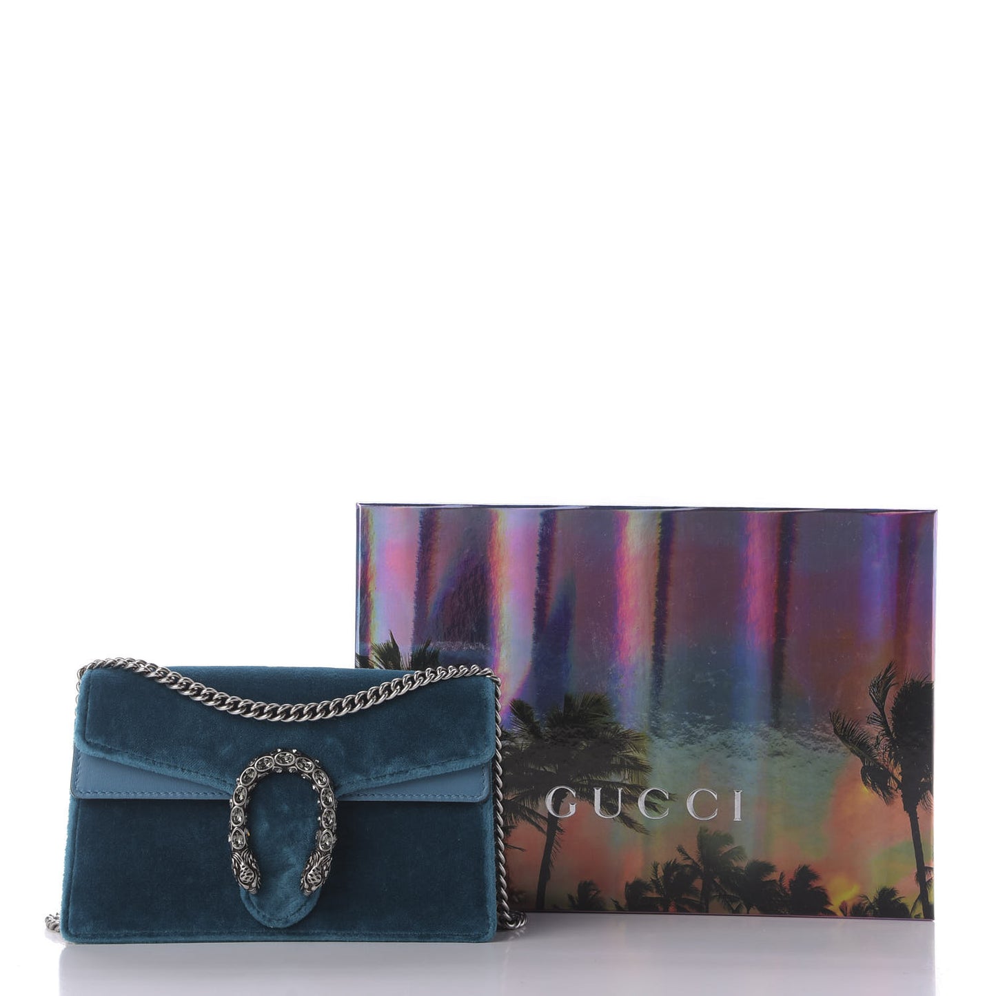 Velvet Super Mini Dionysus Shoulder Bag Pavone Cyan