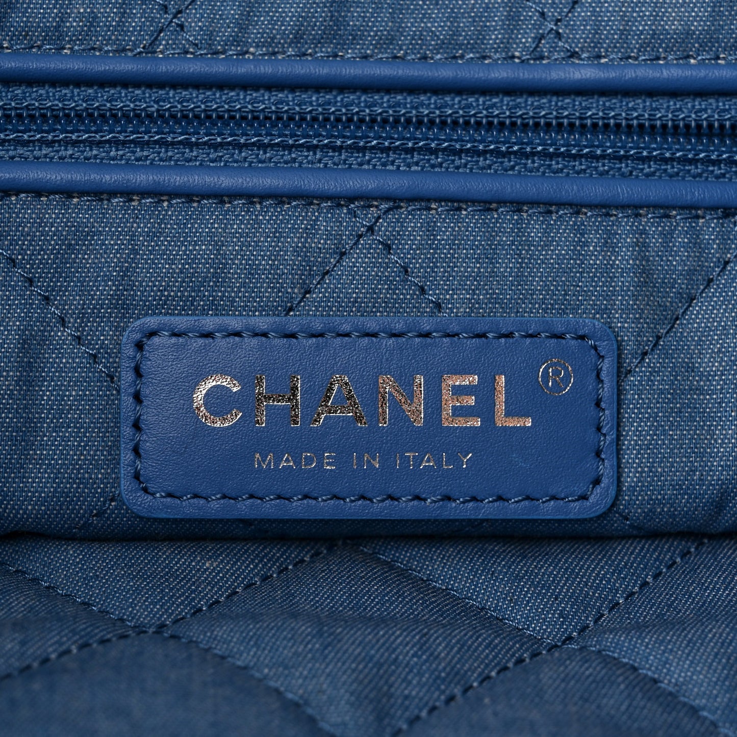 Denim Quilted Small Chanel 22 Blue