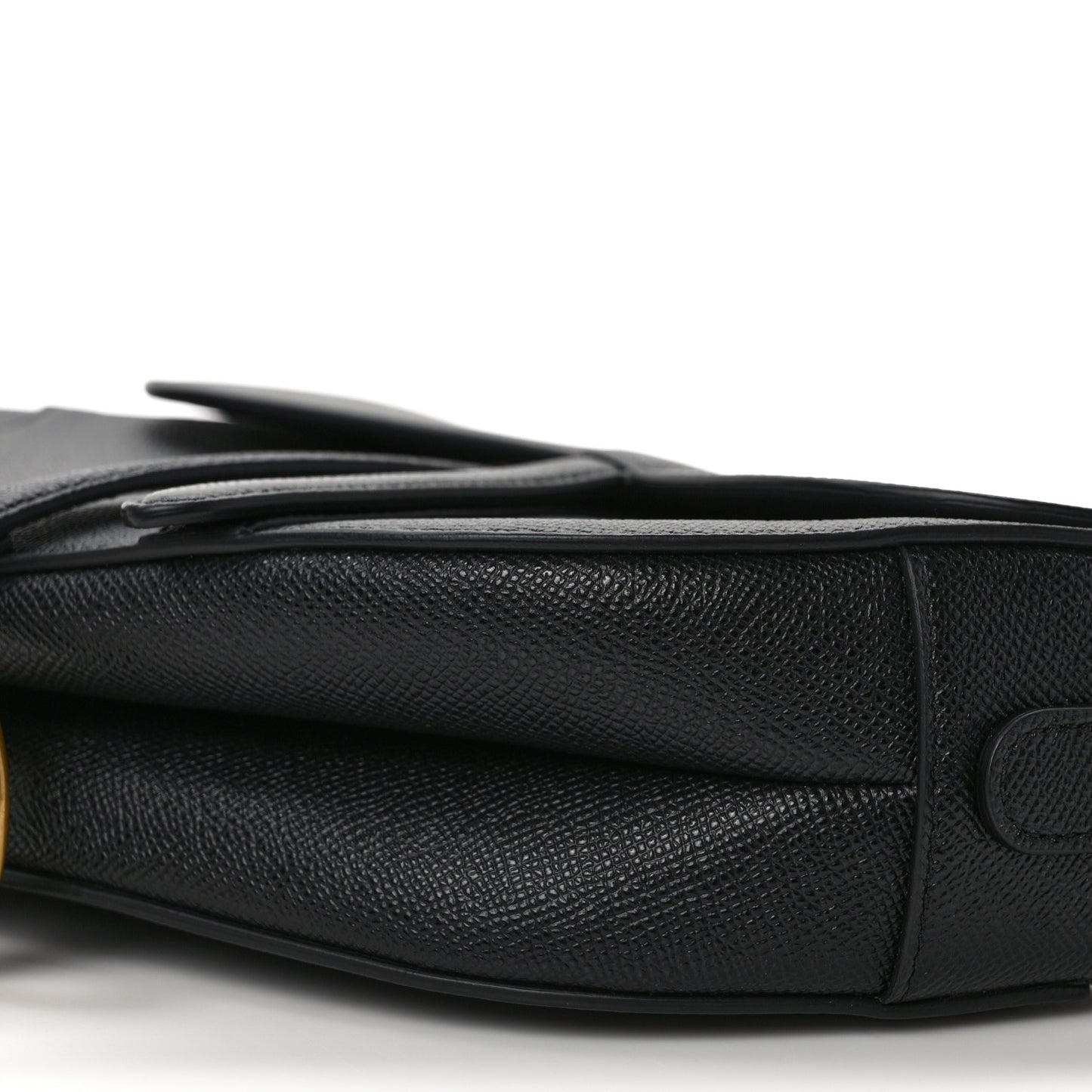 Grained Calfskin Saddle Bag With Strap Black