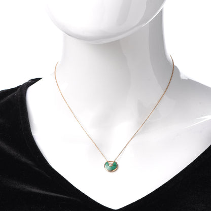 Cartier 18K Pink Gold Diamond Malachite XS Amulette de Cartier Pendant Necklace 2 of 5