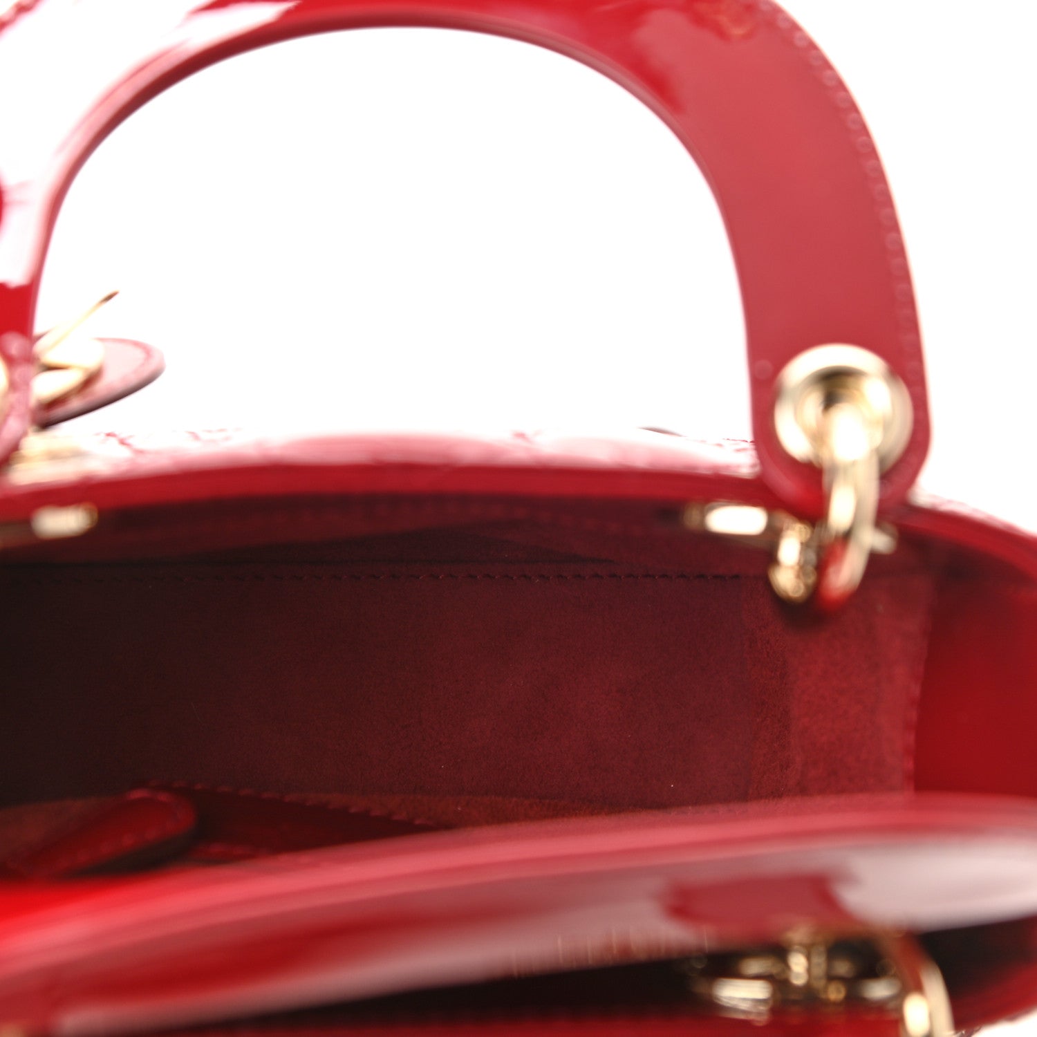Christian Dior Patent Cannage Mini Lady Dior Red 5 of 11