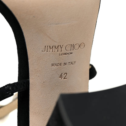 Jimmy Choo Suede Amara 85 Pearl Block Heel Sandals 42 Black 8 of 9
