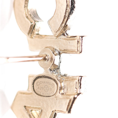 Chanel Crystal Pearl Signature Stud Earrings Gold 4 of 5