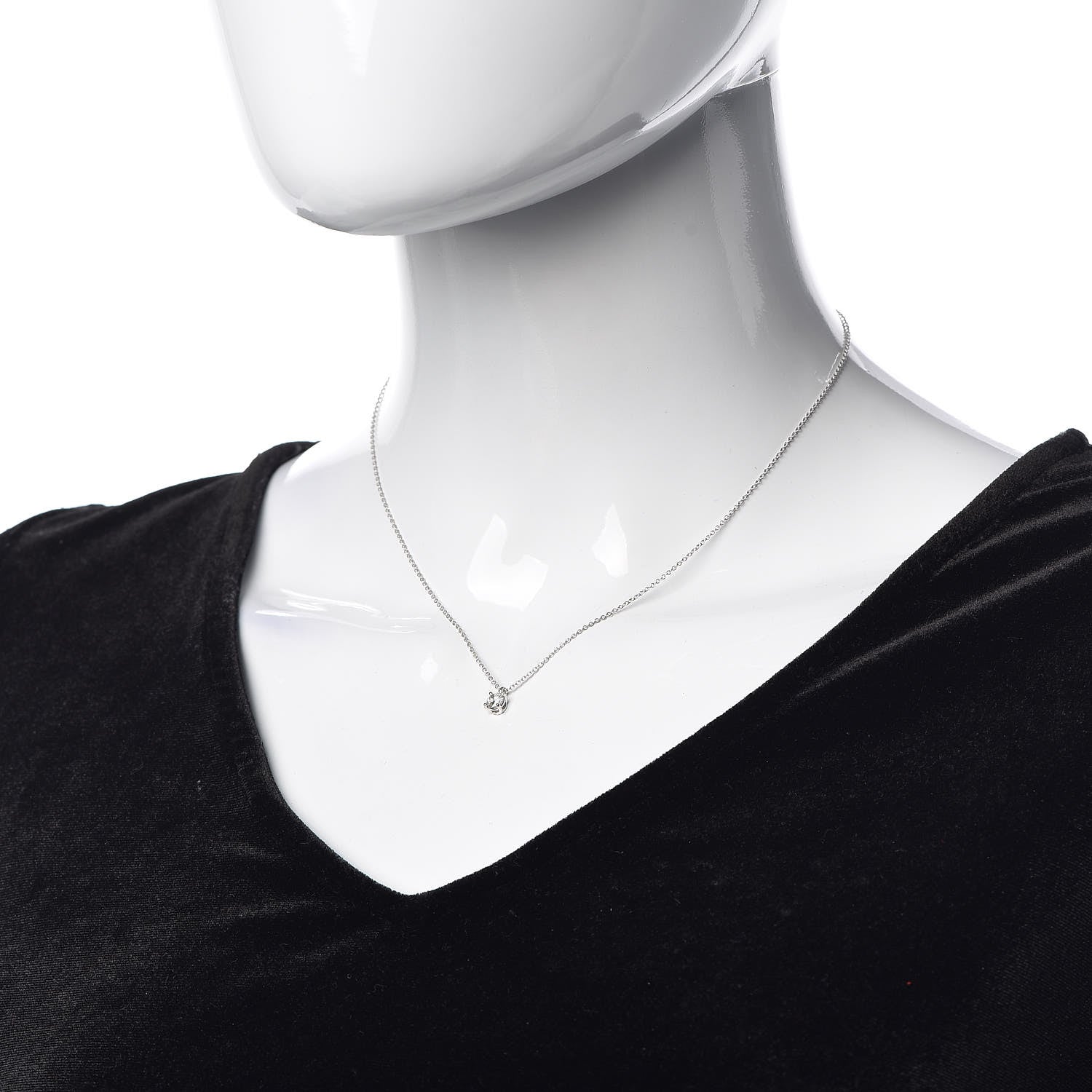 Tiffany Platinum Diamond .31ct Solitaire Pendant Necklace 2 of 5