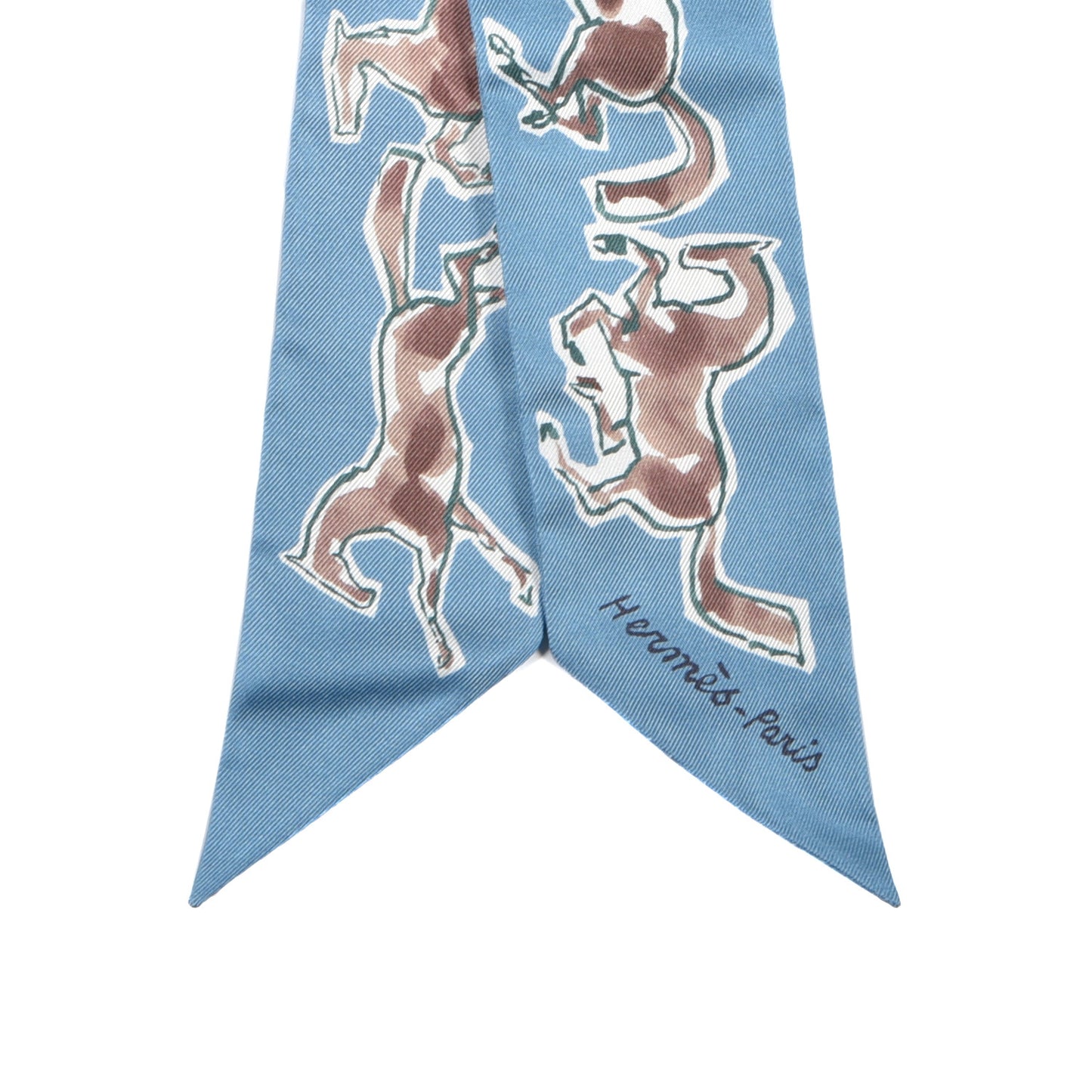 Silk Chevaux En Liberte Twilly Bleu Glacier Beige