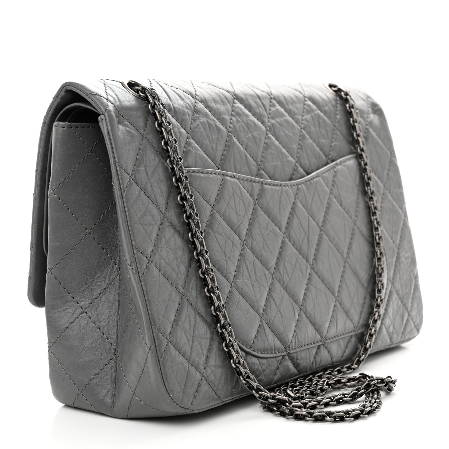 Aged Calfskin Quilted 2.55 Reissue 227 Flap Grey