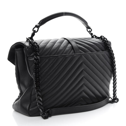 Saint Laurent Sheepskin Matelasse Chevron Monogram Monochrome Monochrome Large College Satchel Black 3 of 9