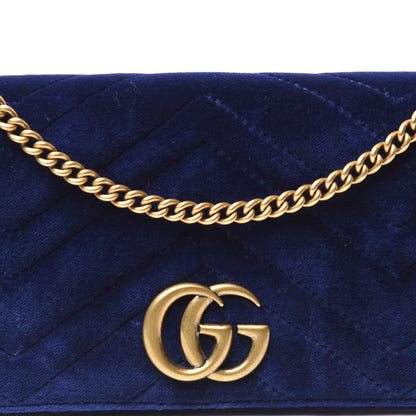 Gucci Velvet Matelasse GG Marmont Mini Bag Cobalt Blue 9 of 9