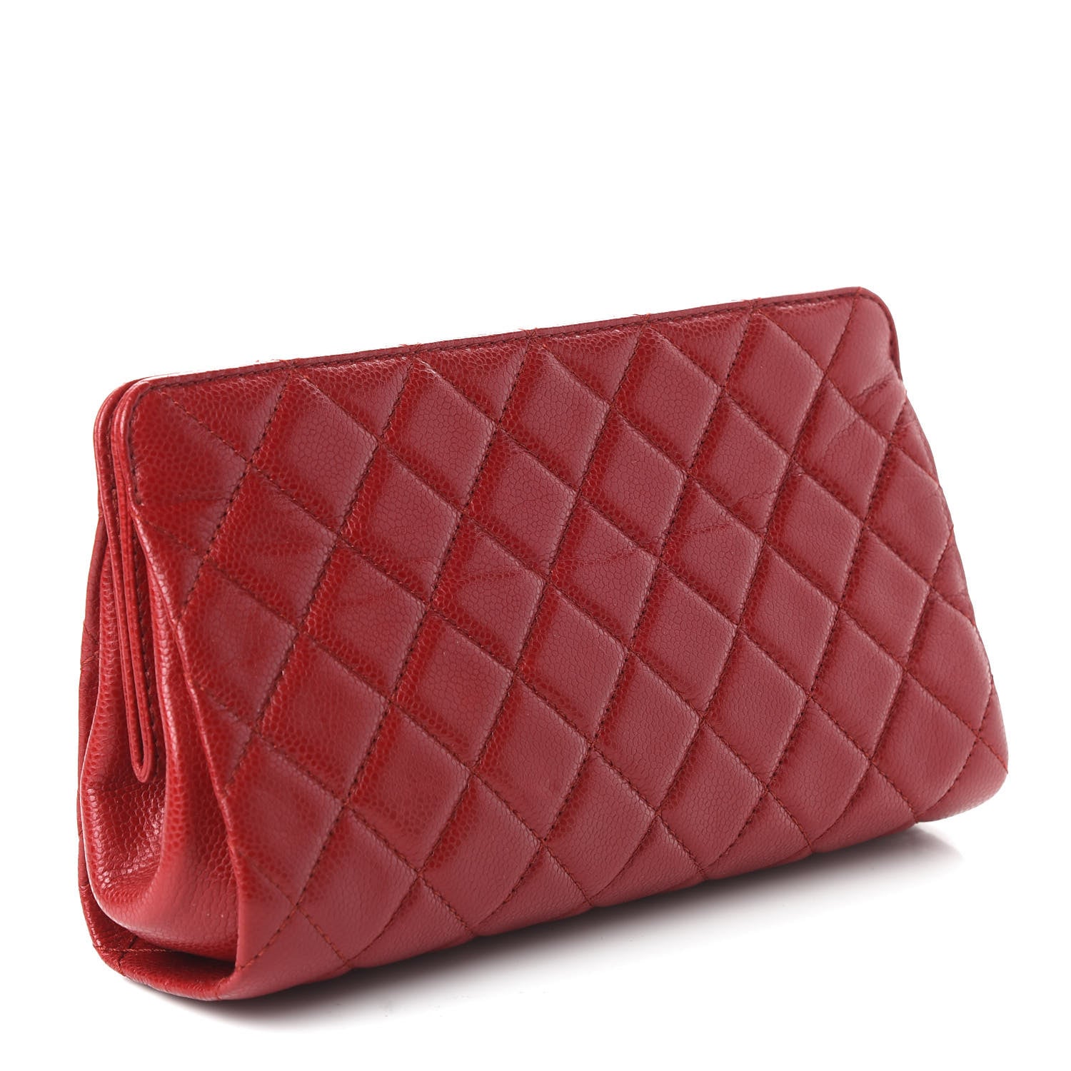 Chanel Caviar Quilted CC Clutch Red 3 of 14
