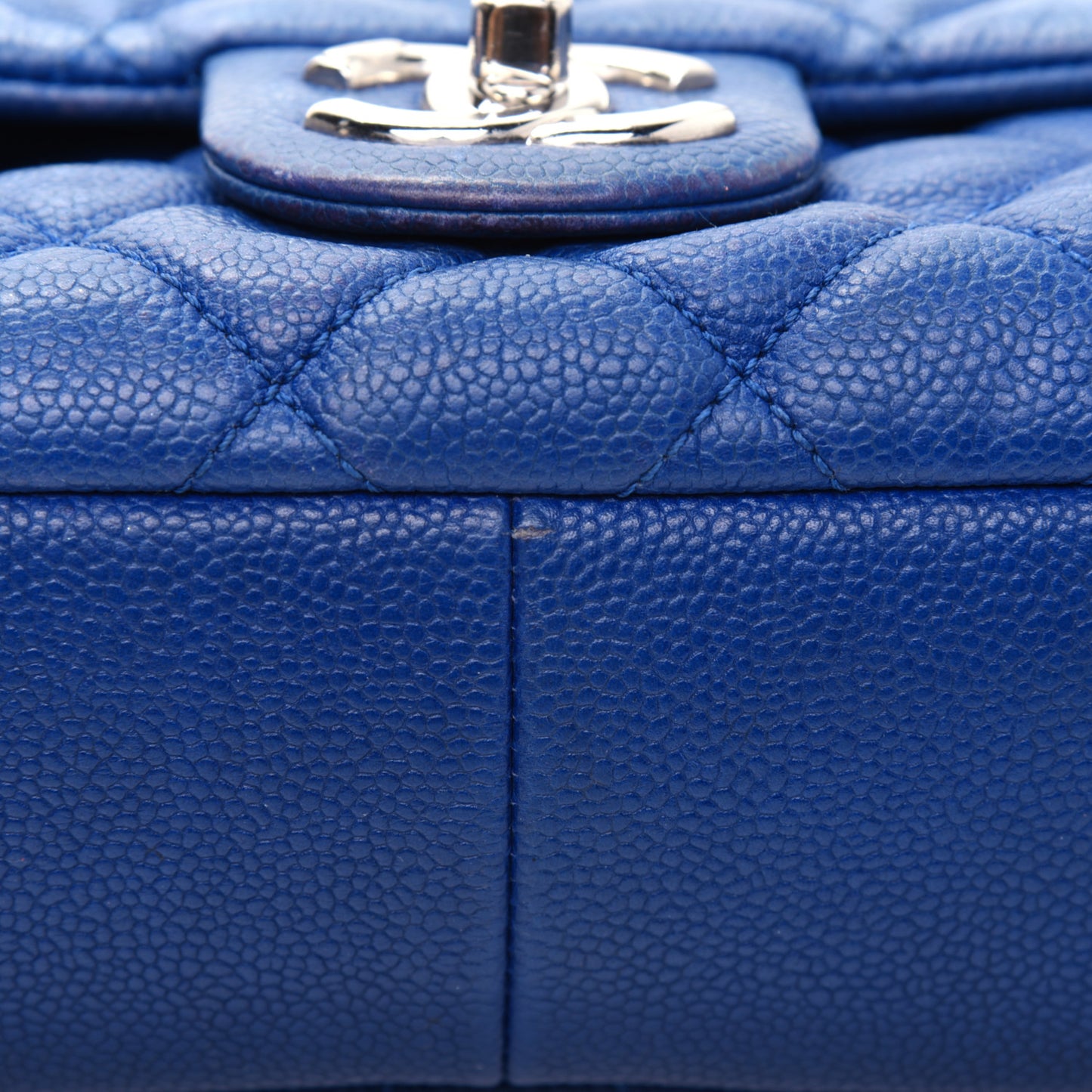 Caviar Quilted Jumbo Easy Flap Blue
