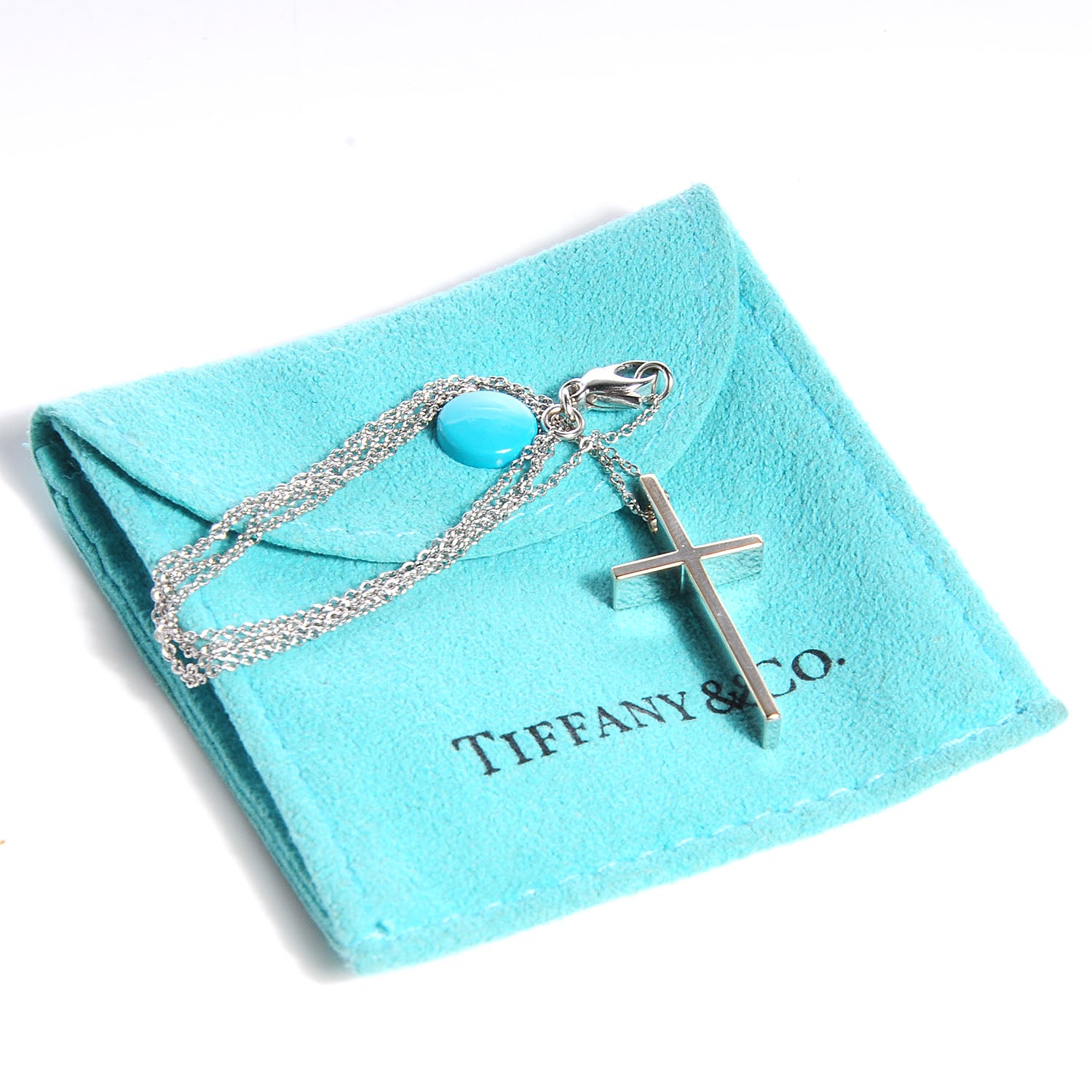 Tiffany 18k White Gold Cross Pendant Necklace 4 of 5