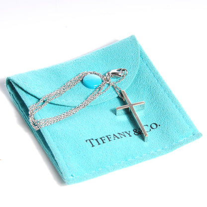 Tiffany 18k White Gold Cross Pendant Necklace 4 of 5
