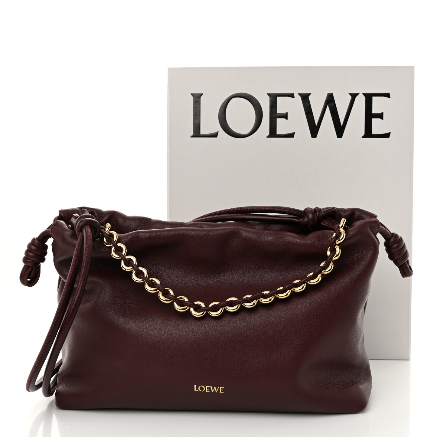 Mellow Nappa Medium Donut Chain Flamenco Knot Clutch Dark Burgundy
