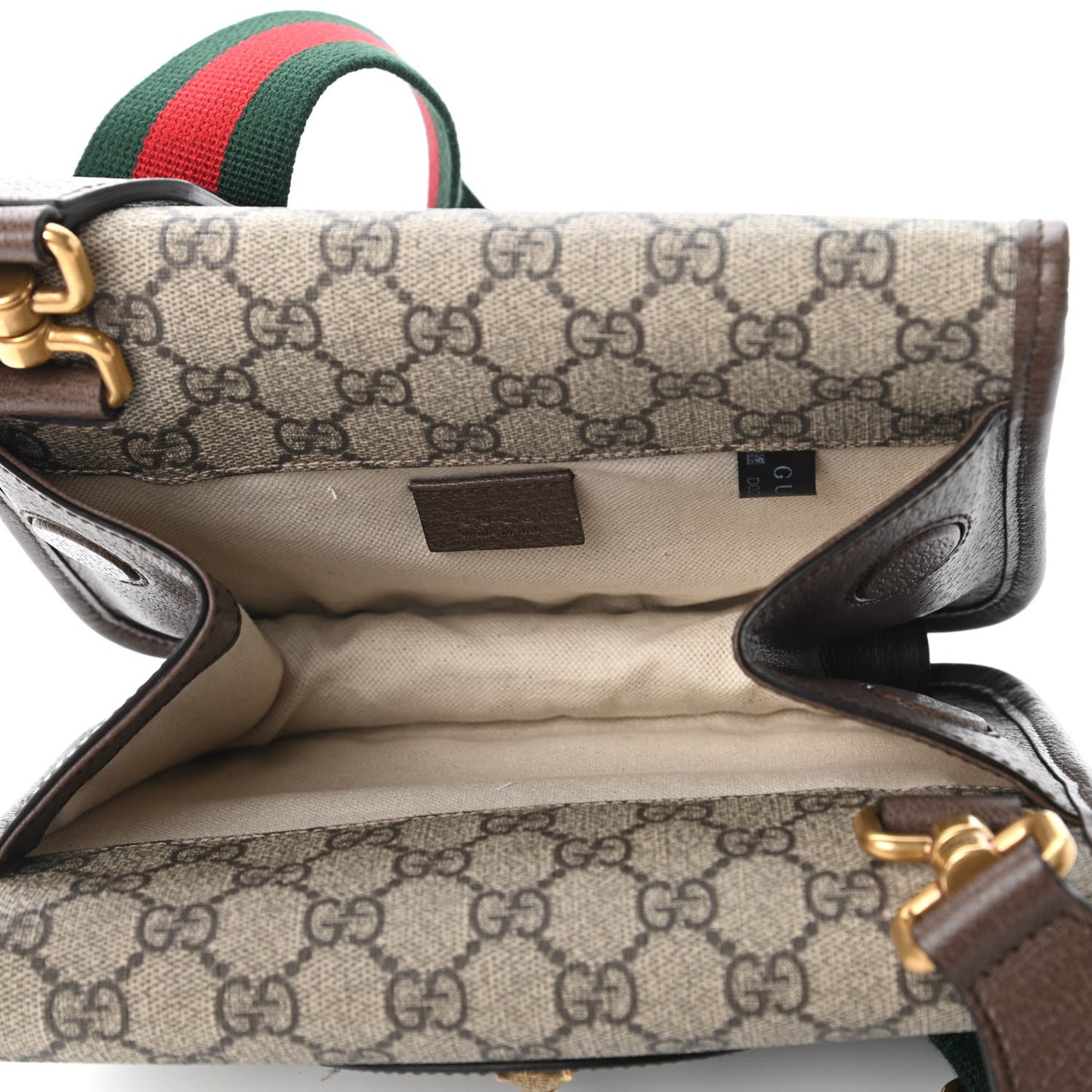 GG Supreme Monogram Web Small Neo Vintage Double Flap Messenger Bag Beige New Acero