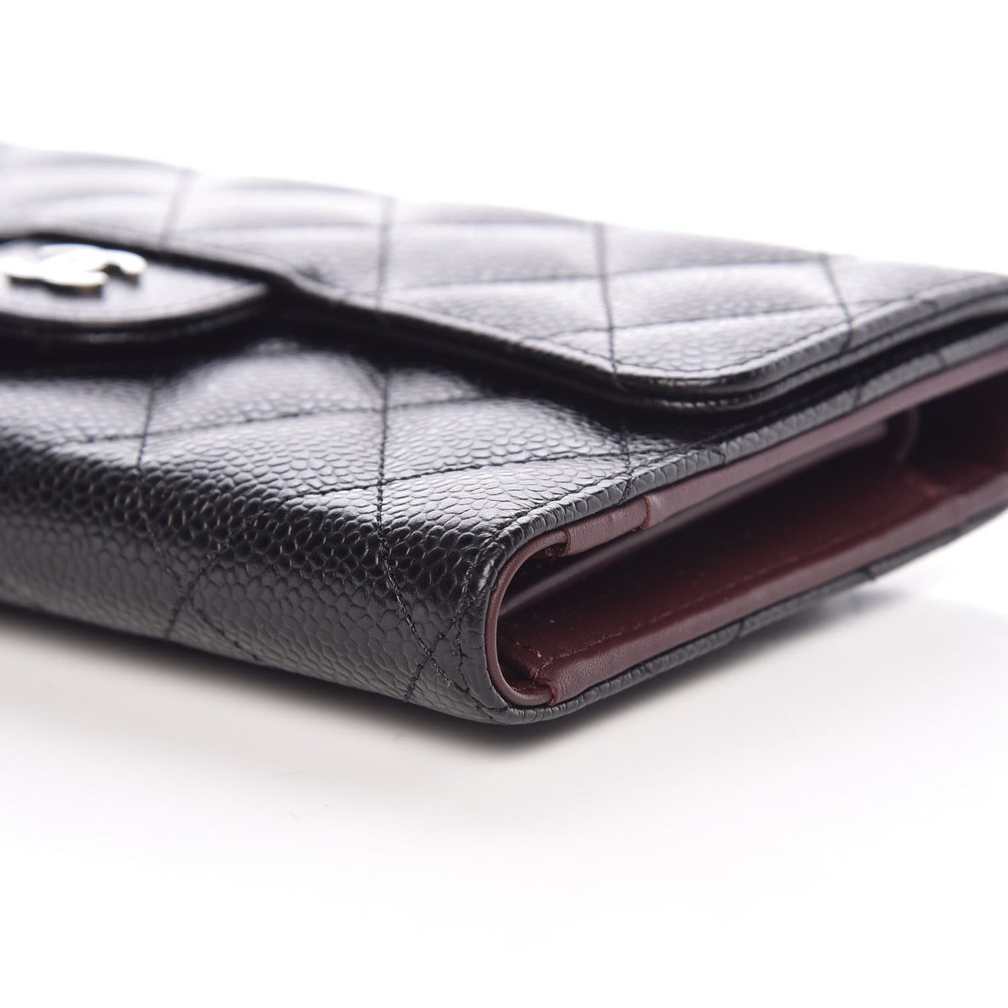Caviar Quilted Long Flap Wallet Black