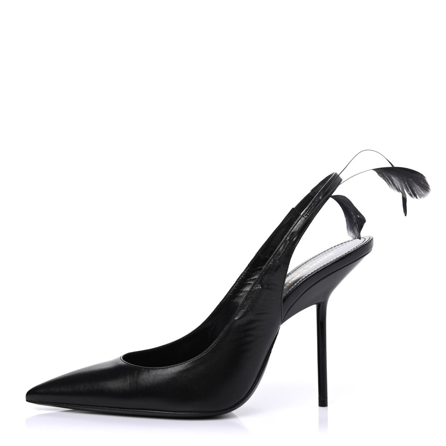 Calfskin Tripon Feather Mansour 105 Slingback Pumps 36 Black