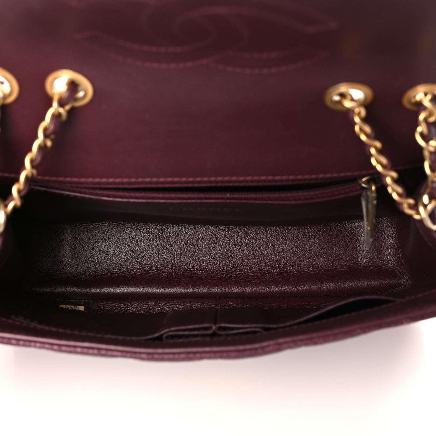 Caviar Quilted Small CC Filigree Flap Burgundy