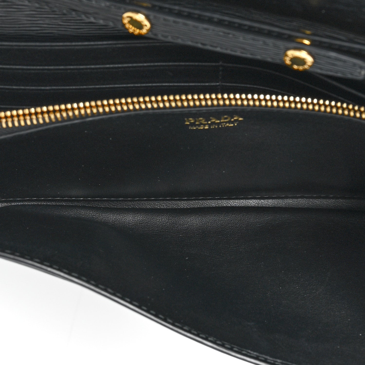 Prada Vitello Move Metal Oro Chain Wallet Black 5 of 11