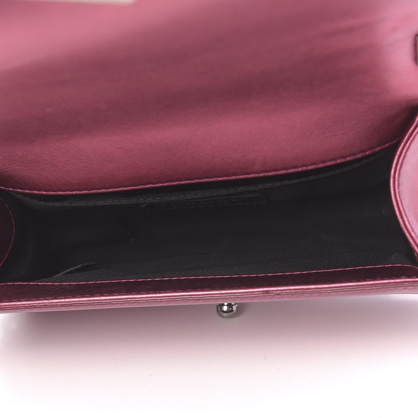 Metallic Patent Calfskin Quilted Small Boy Flap Pink