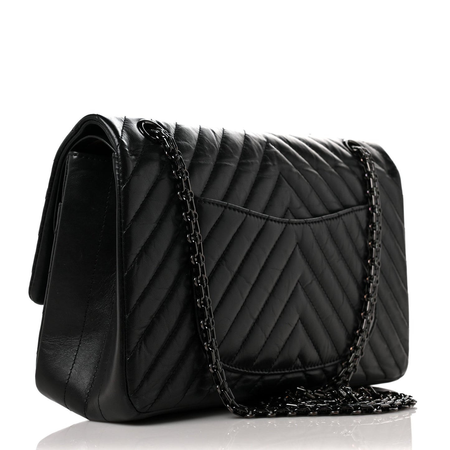 Aged Calfskin Chevron Quilted 2.55 Reissue 226 So Black