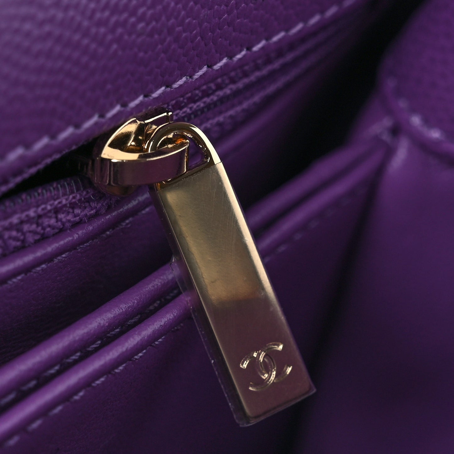 Caviar Quilted Mini Coco Handle Flap Purple