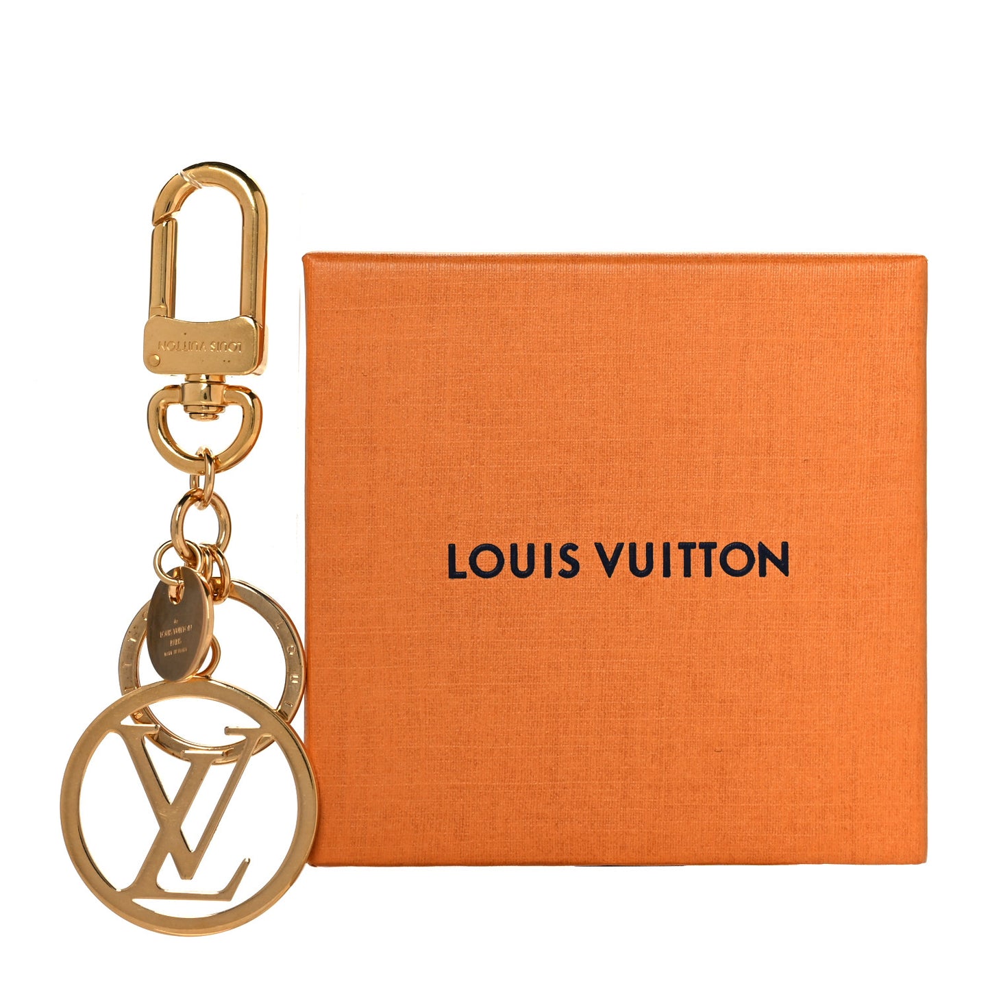 Metal LV Circle Bag Charm Key Holder Gold
