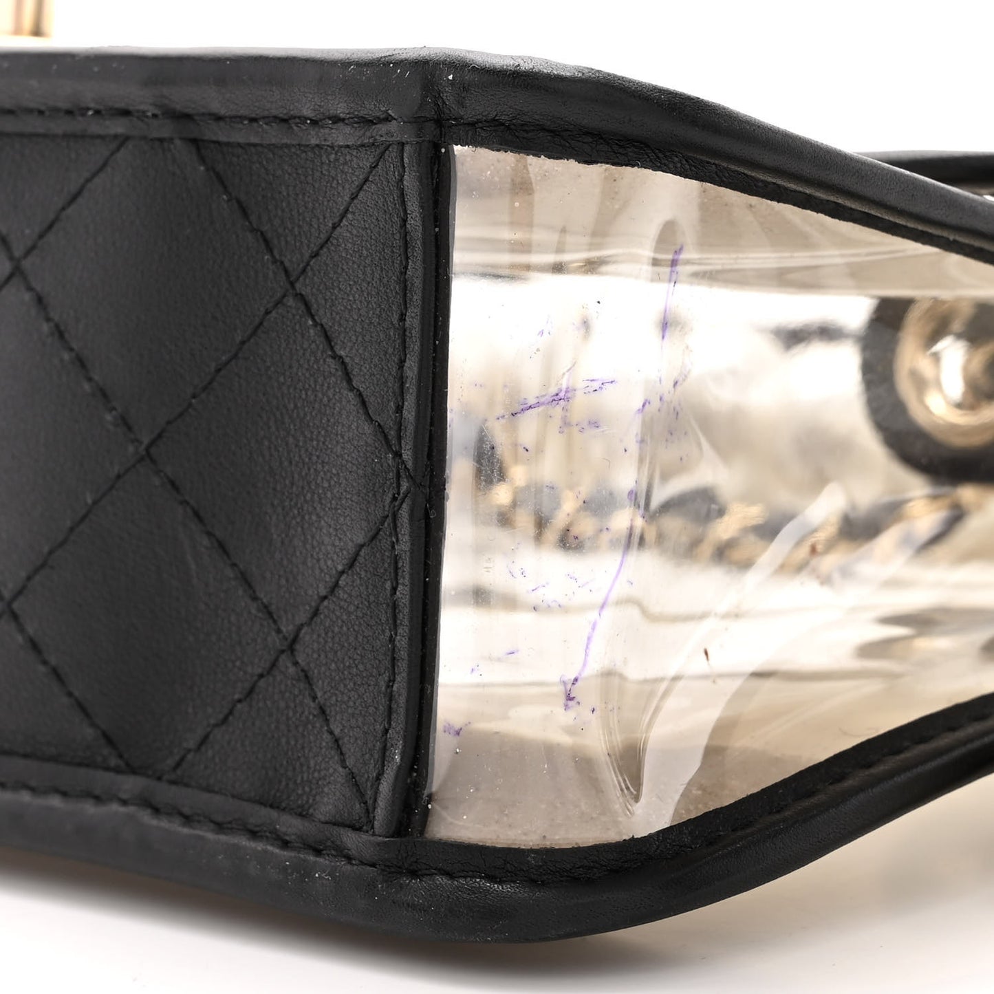 Lambskin PVC Sand By The Sea Flap With Pearl Strap Black