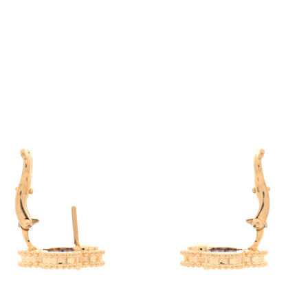 Van Cleef & Arpels 18K Yellow Gold Blue Agate Vintage Alhambra Earrings 3 of 4