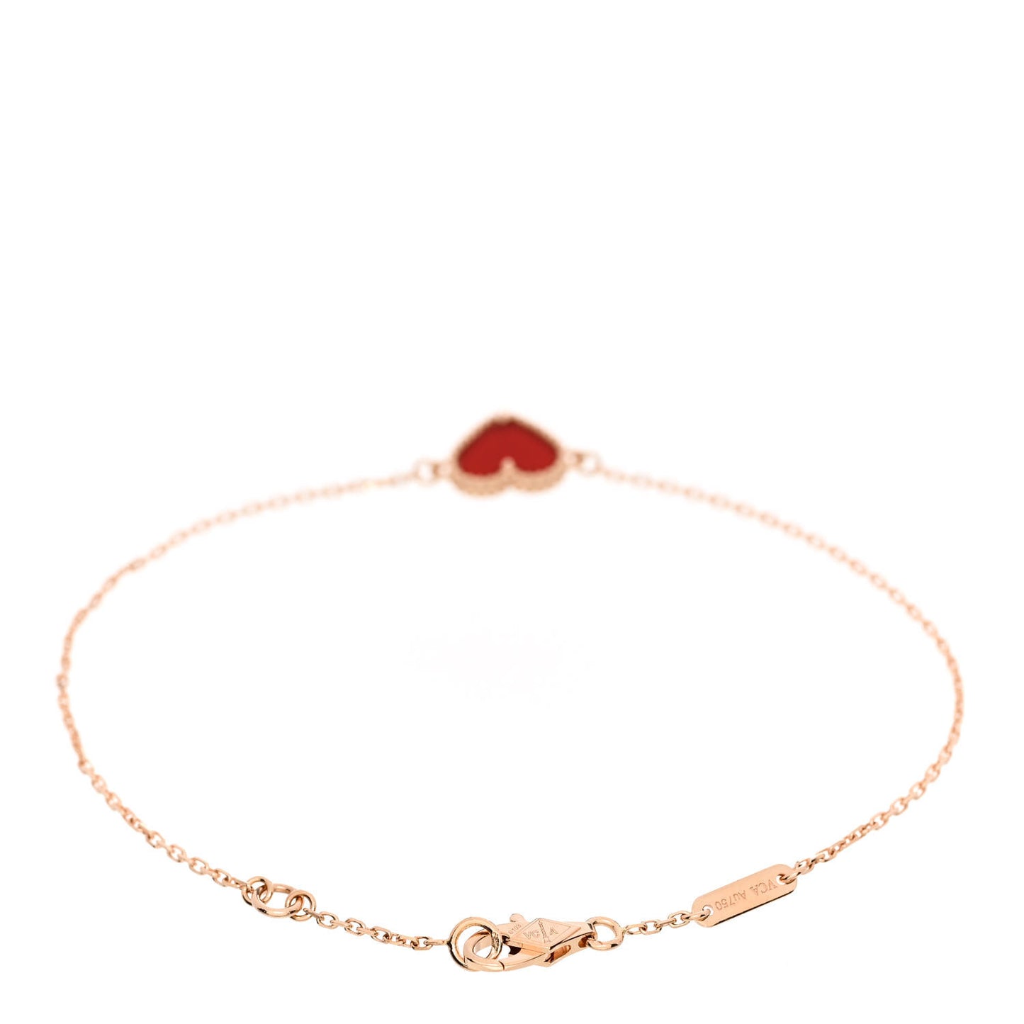 18K Rose Gold Carnelian Sweet Alhambra Heart Bracelet