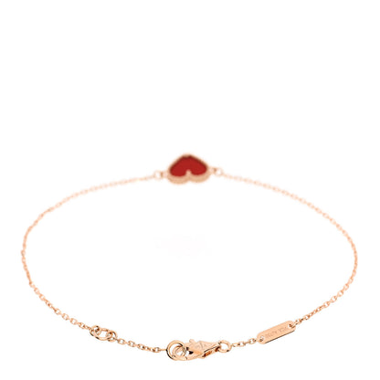 Van Cleef & Arpels 18K Rose Gold Carnelian Sweet Alhambra Heart Bracelet 2 of 4