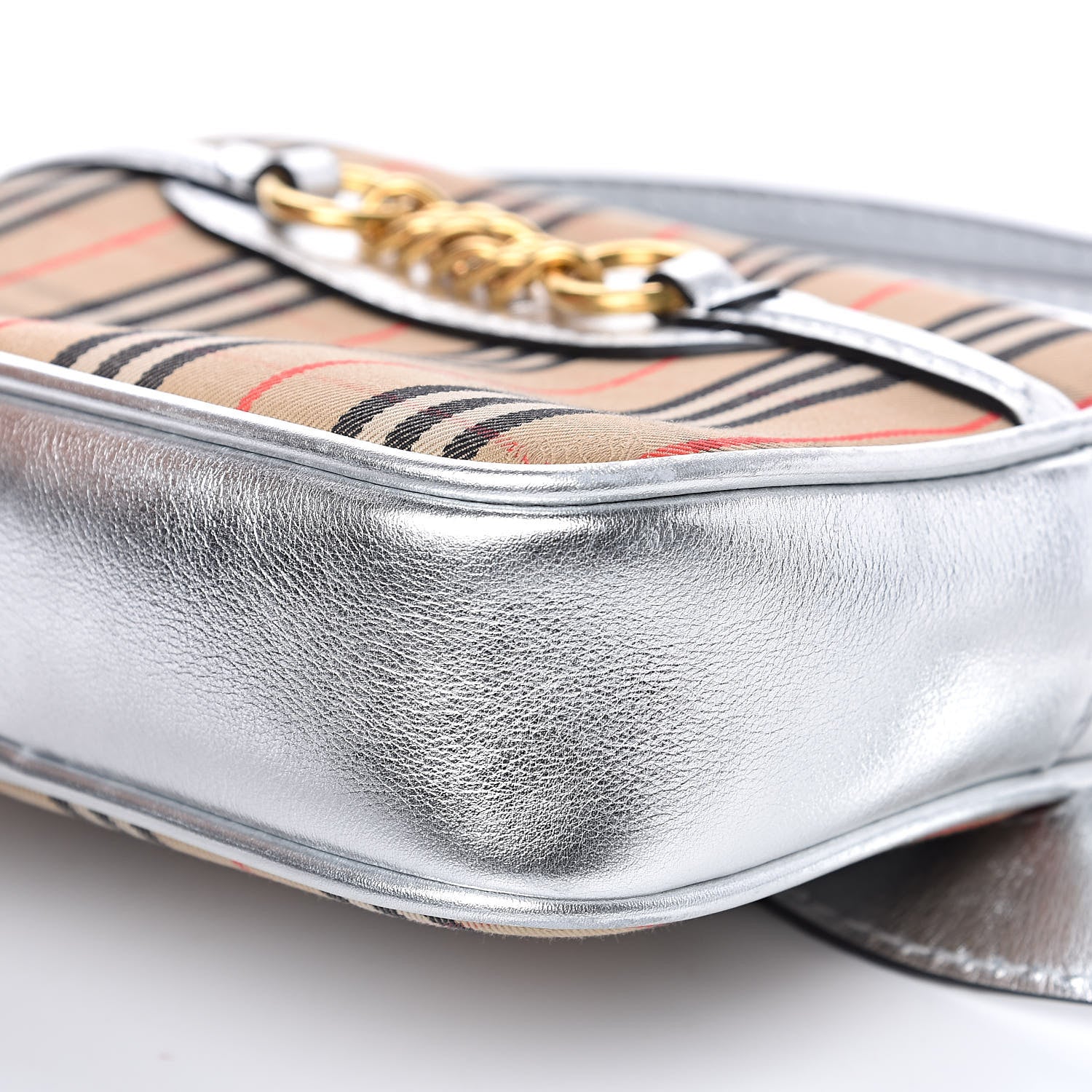 Burberry Smooth Calfskin 1983 Knight Check Link Bum Bag Silver 9 of 10