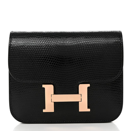 Hermes Lizard Constance Slim Wallet Black 2 of 8