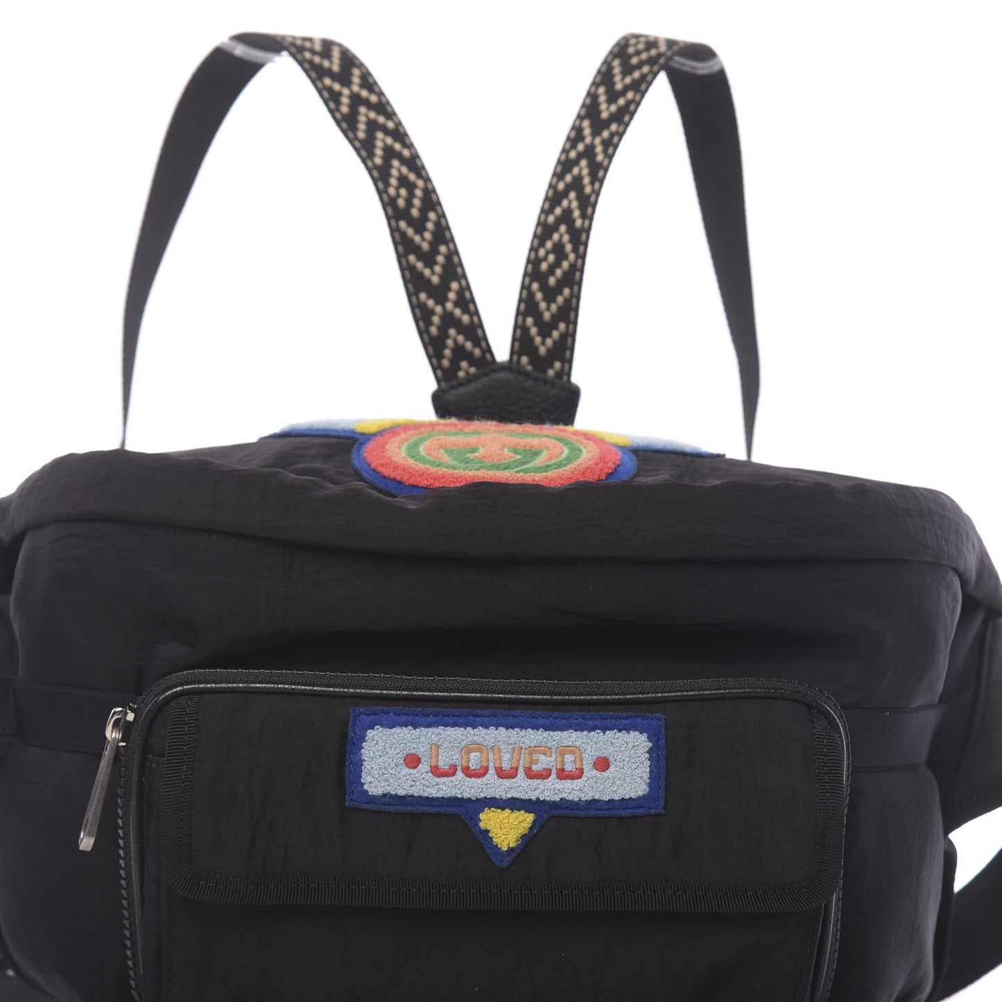 Nylon 80s Logo Patch Belt Bag Black