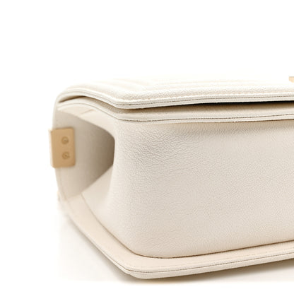Chanel Caviar Chevron Quilted Medium Boy Flap White 9 of 11