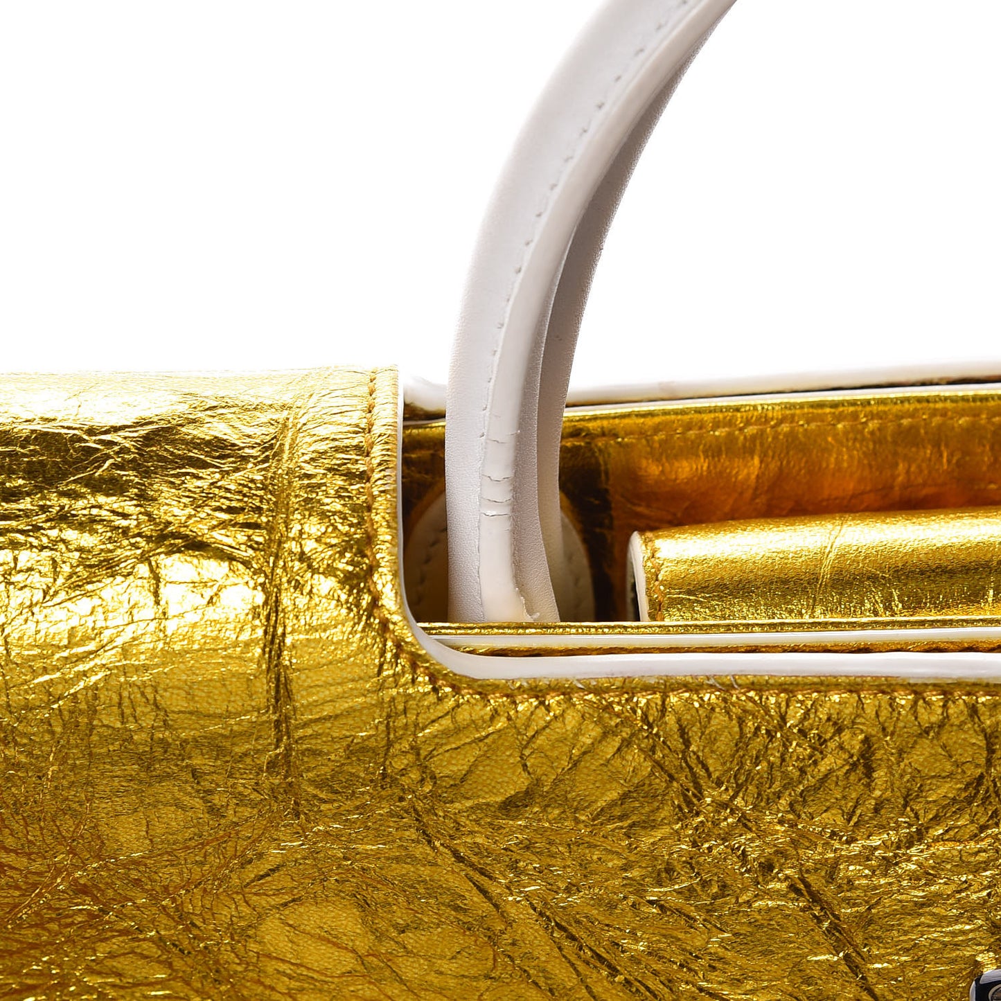 Metallic Calfskin Medium Diorever Flap Gold