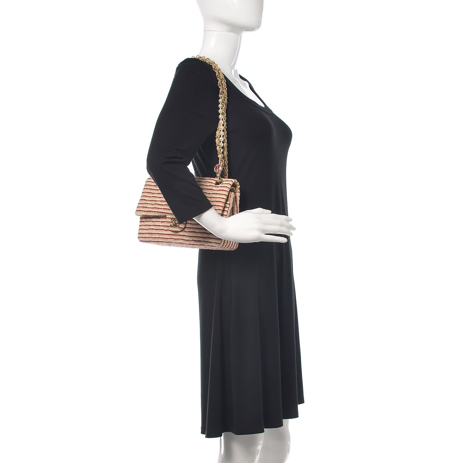 Chanel Jersey Quilted Medium Coco Sailor Flap Red White 2 of 12