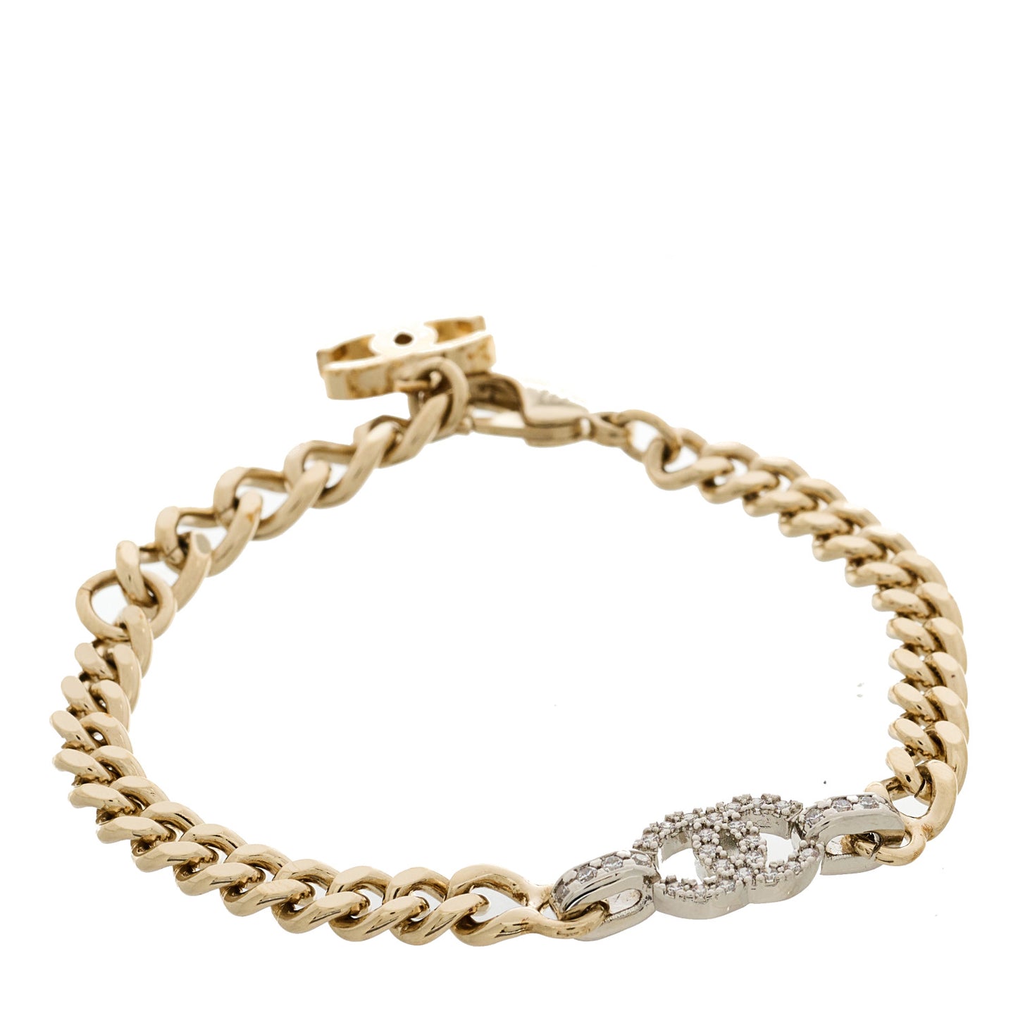 Crystal Chain CC Link Bracelet Gold Silver