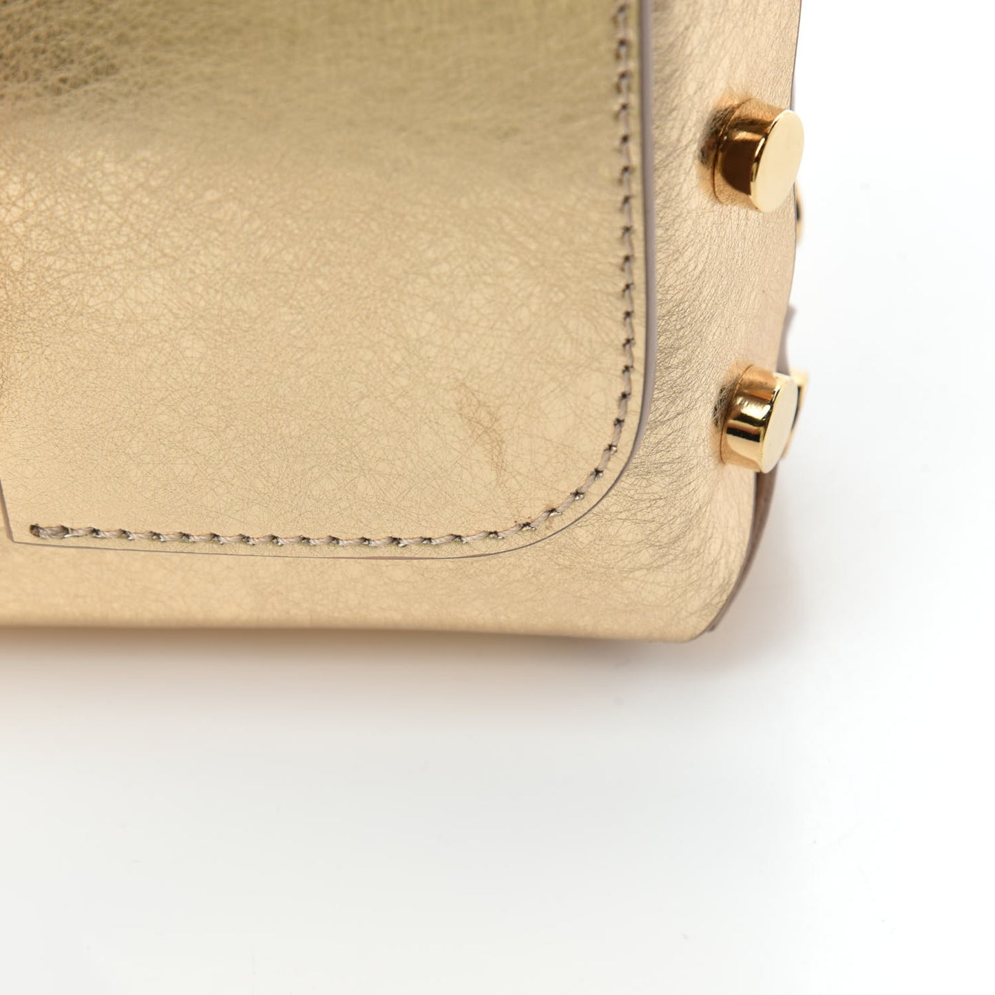Metallic Calfskin Lockett Petite Shoulder Bag Gold