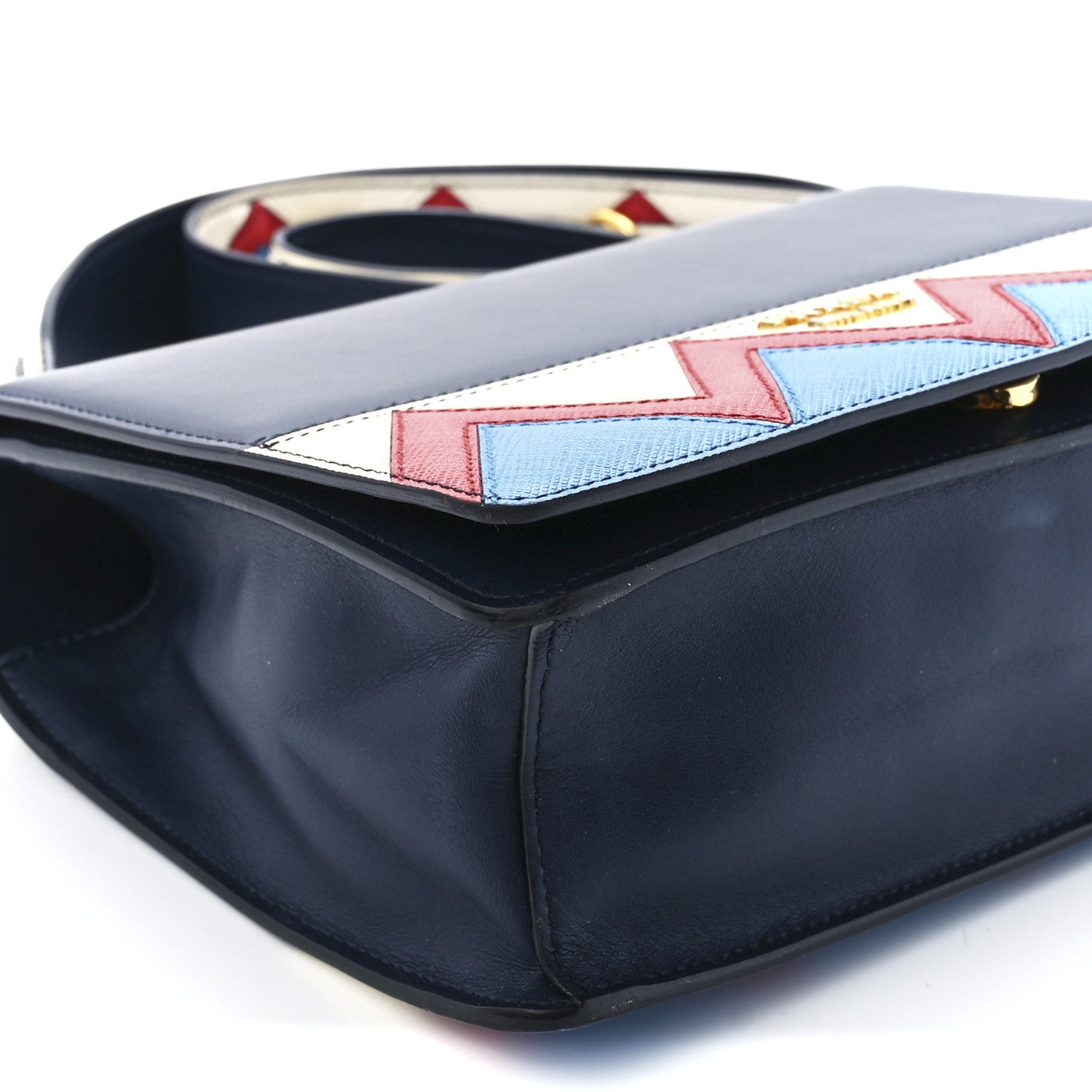 Prada City Calf Saffiano Greche Flap Bag Baltico Rosso 9 of 10