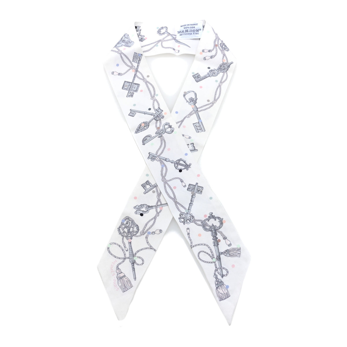 Silk Les Cles A Pois Twilly White Gris Acier
