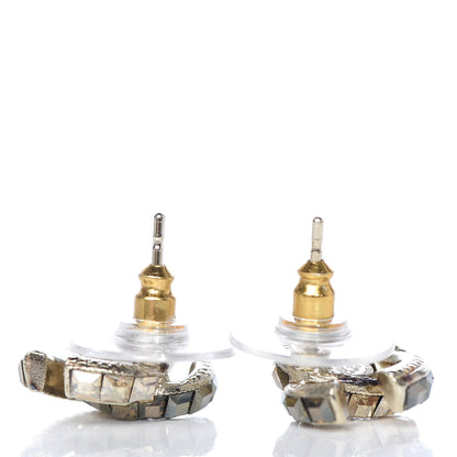 Chanel Baguette Crystal CC Earrings Silver 3 of 4