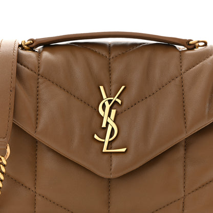 Saint Laurent Lambskin Quilted Toy Loulou Puffer Monogram Chain Satchel Dark Cork 8 of 10
