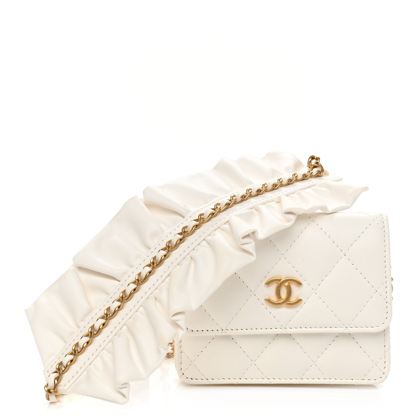 Lambskin Quilted Romance Clutch With Chain White