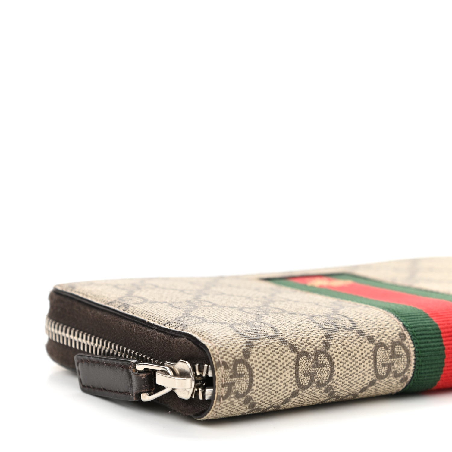 Gucci GG Supreme Monogram Web Bee Zip Around Wallet Beige Cocoa 9 of 12