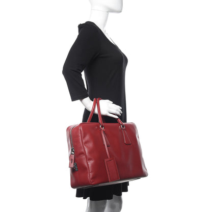 Prada Saffiano Travel Briefcase Rubino 2 of 10
