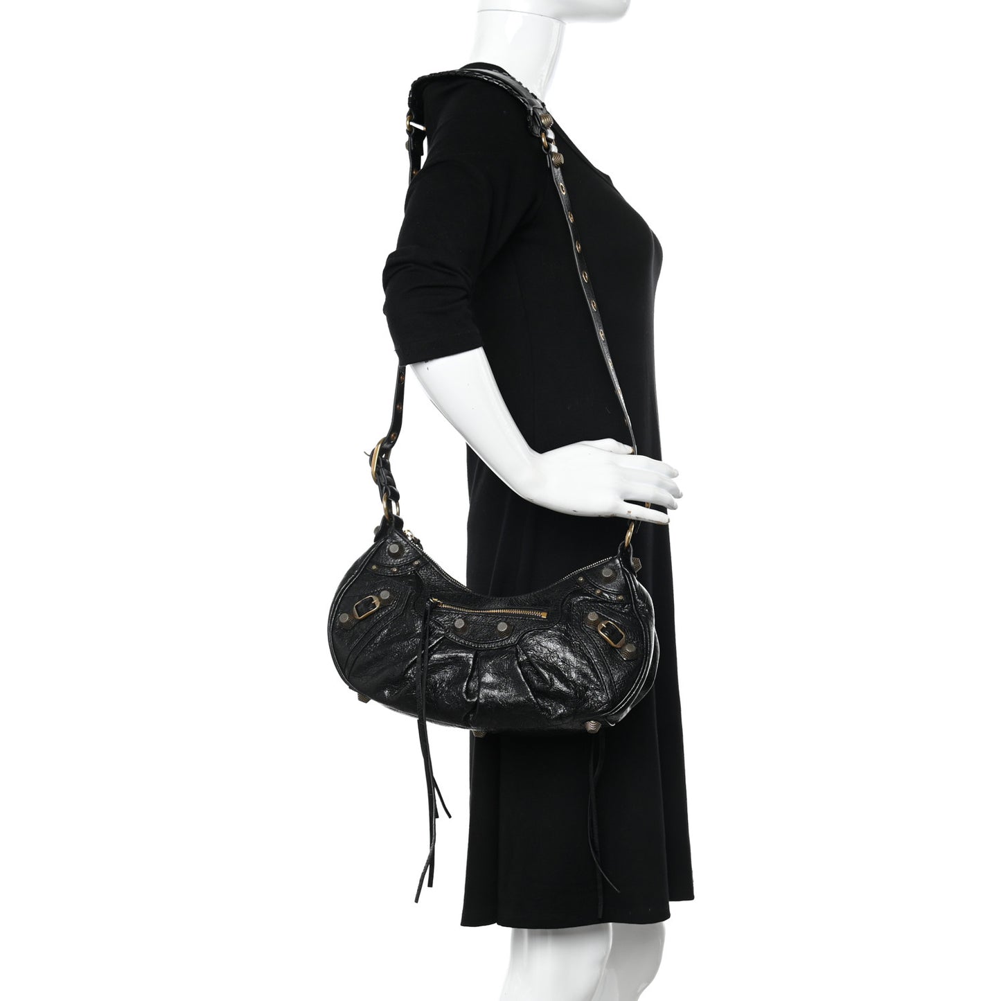 Agneau Arena Small Le Cagole Shoulder Bag Black