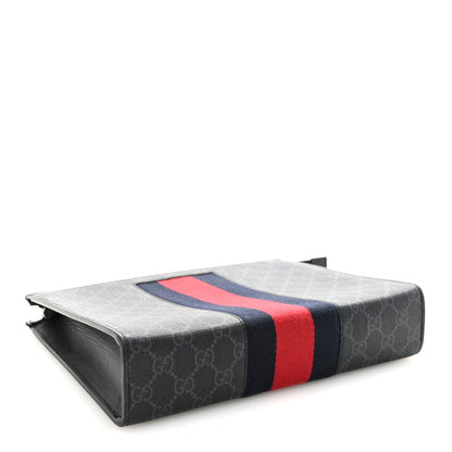 Gucci GG Supreme Monogram Selleria Calfskin Web New Web Cosmetic Case Black 4 of 8