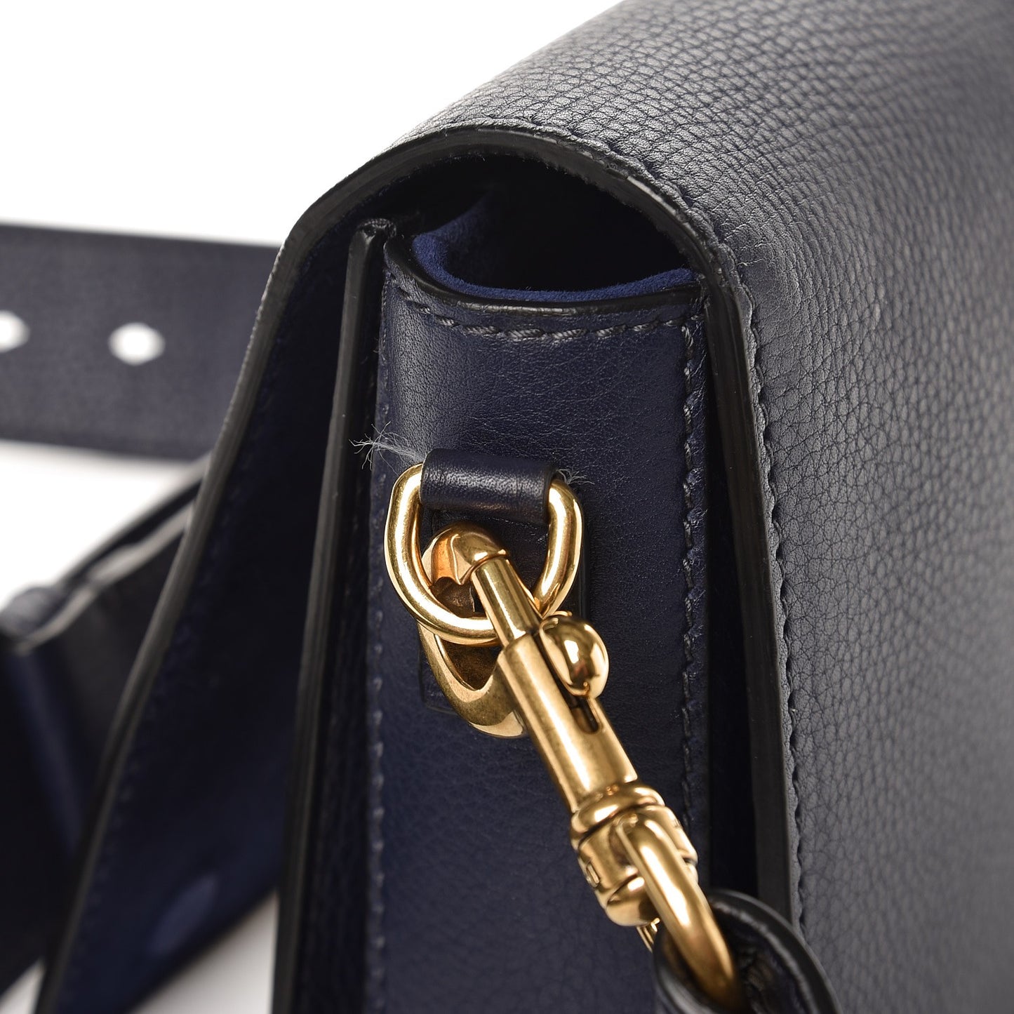 Grained Calfskin Dio(r)evolution Flap Bag Navy Blue